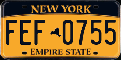 NY license plate FEF0755