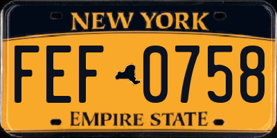 NY license plate FEF0758