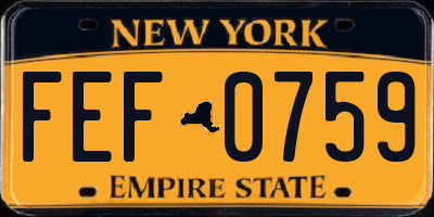 NY license plate FEF0759