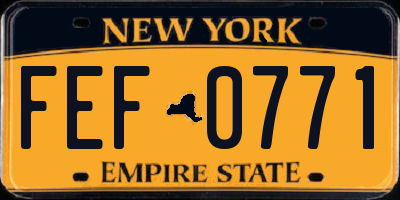 NY license plate FEF0771