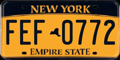 NY license plate FEF0772