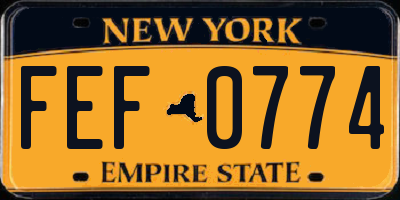 NY license plate FEF0774