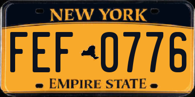 NY license plate FEF0776
