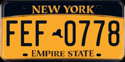 NY license plate FEF0778