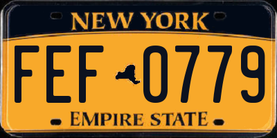 NY license plate FEF0779
