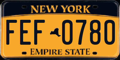 NY license plate FEF0780