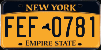 NY license plate FEF0781