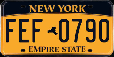 NY license plate FEF0790