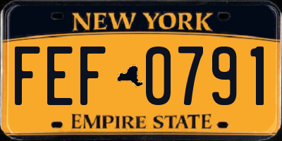 NY license plate FEF0791