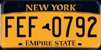 NY license plate FEF0792