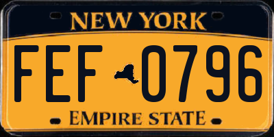 NY license plate FEF0796