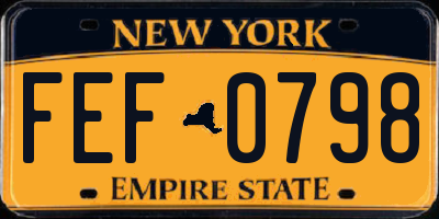 NY license plate FEF0798