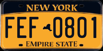 NY license plate FEF0801