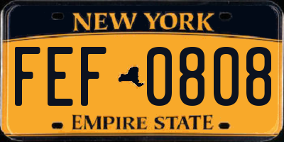 NY license plate FEF0808