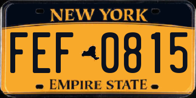 NY license plate FEF0815