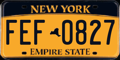 NY license plate FEF0827