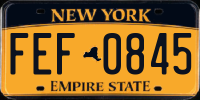 NY license plate FEF0845