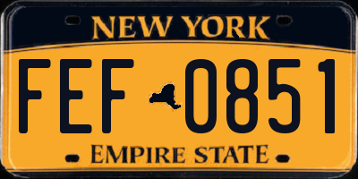 NY license plate FEF0851