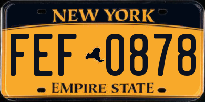 NY license plate FEF0878