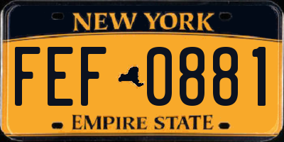 NY license plate FEF0881