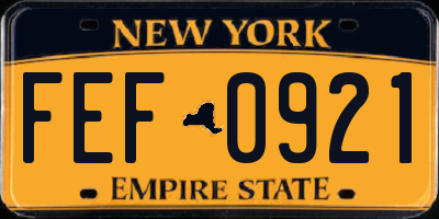NY license plate FEF0921