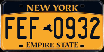NY license plate FEF0932