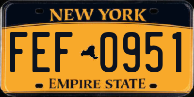NY license plate FEF0951