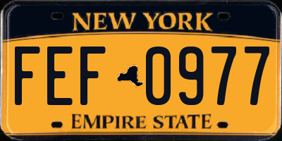 NY license plate FEF0977