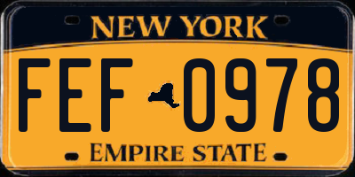 NY license plate FEF0978