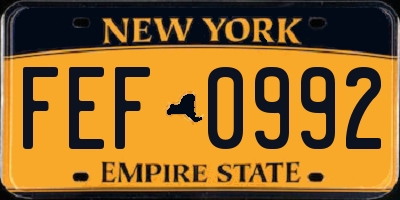 NY license plate FEF0992