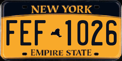 NY license plate FEF1026