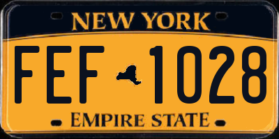 NY license plate FEF1028