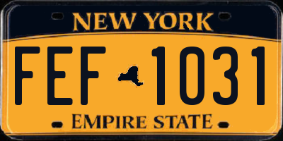 NY license plate FEF1031