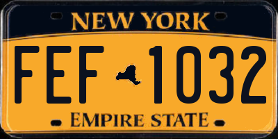 NY license plate FEF1032