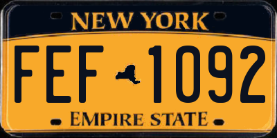NY license plate FEF1092
