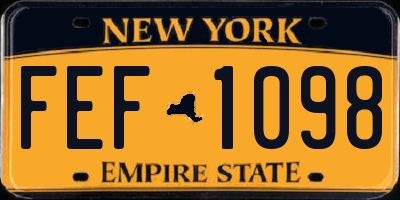 NY license plate FEF1098