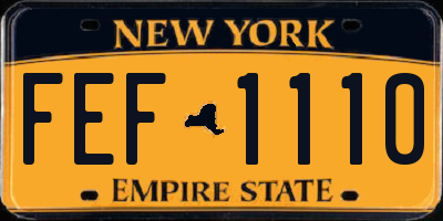NY license plate FEF1110