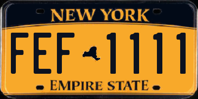 NY license plate FEF1111