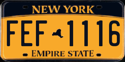 NY license plate FEF1116