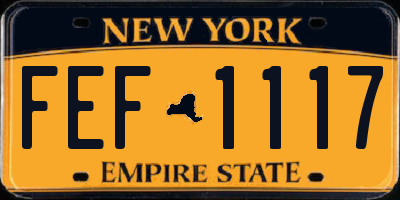 NY license plate FEF1117