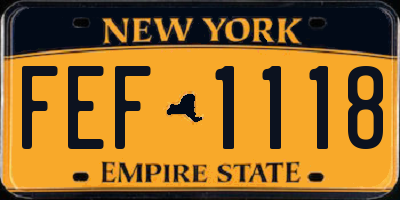 NY license plate FEF1118