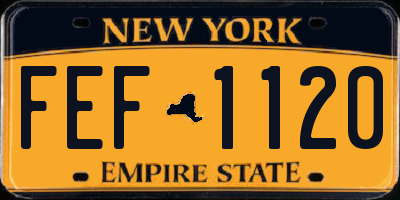 NY license plate FEF1120