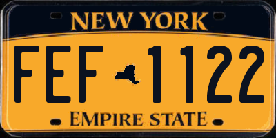 NY license plate FEF1122