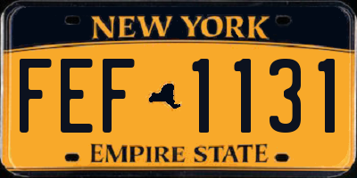 NY license plate FEF1131
