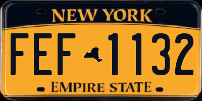 NY license plate FEF1132