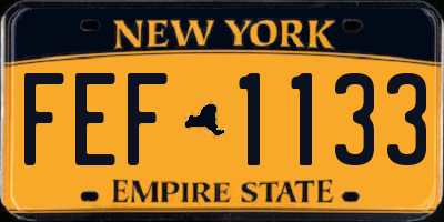 NY license plate FEF1133