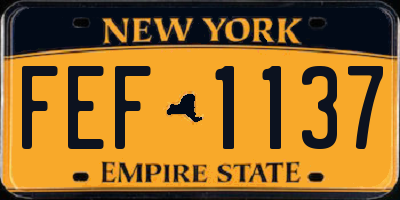 NY license plate FEF1137
