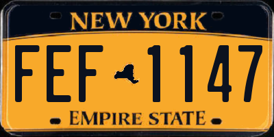 NY license plate FEF1147