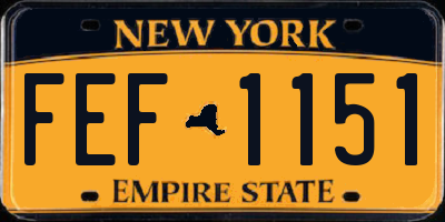 NY license plate FEF1151