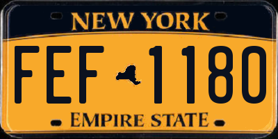 NY license plate FEF1180